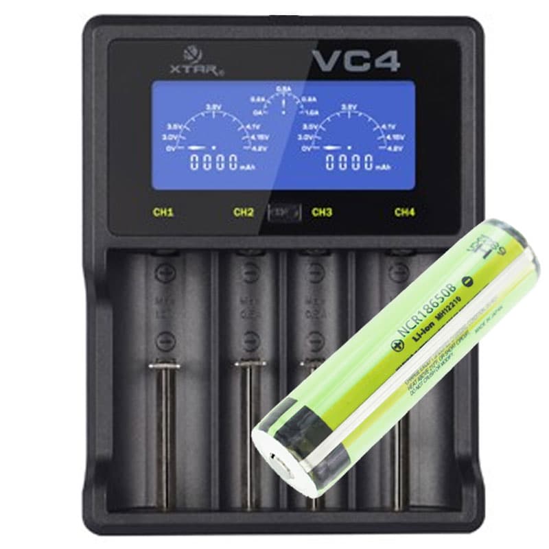 Batterie Li-ion Panasonic 18650 protégée par un chargeur rapide 3,7 volts, 3 400 mAh et LCD