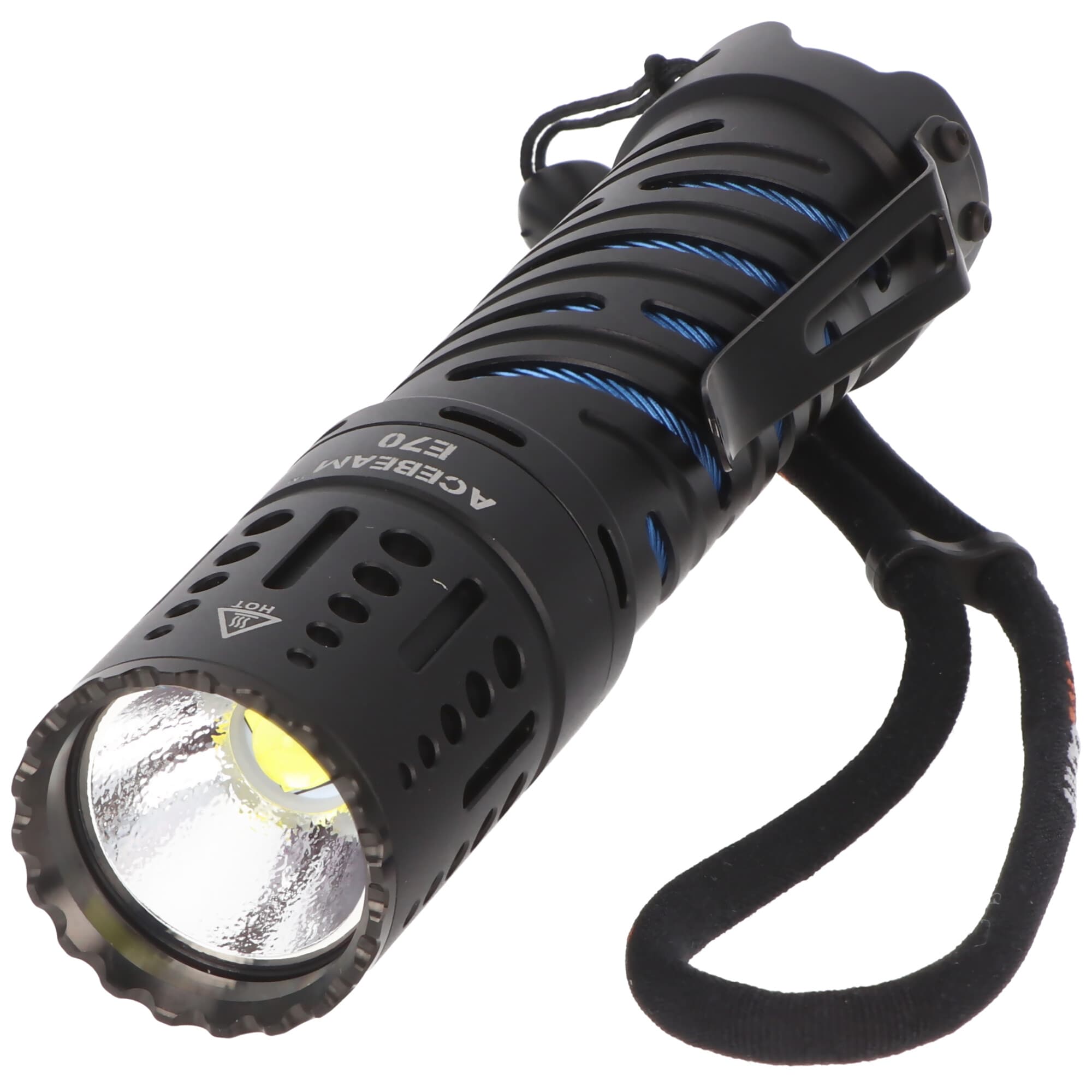 Lampe de poche LED AceBeam E70 avec 4600 lumens, E70-AL, LED blanc froid avec 6.500K, livraison sans batterie